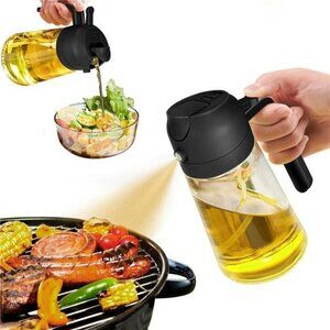 Oil Sprayer for Cooking 2 in 1 Olive Oil Dispenser Bottle for Kitchen Black